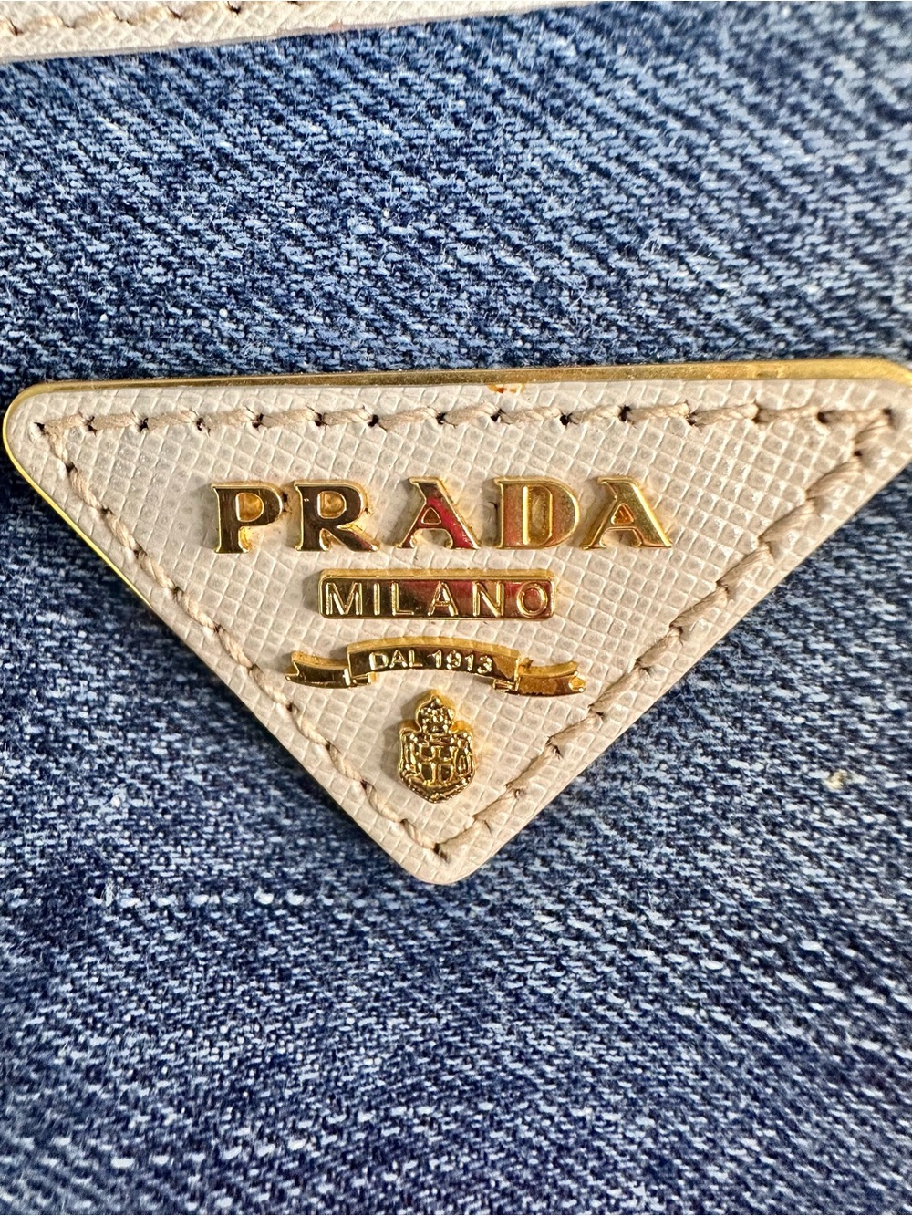 Prada Blue Denim and I our Saffiano Leather Satchel with Gold Hardware - Picture 14 of 15